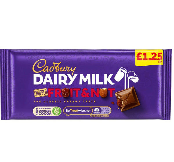 Cadbury Dairy Milk Fruit And Nut Chopped 95G