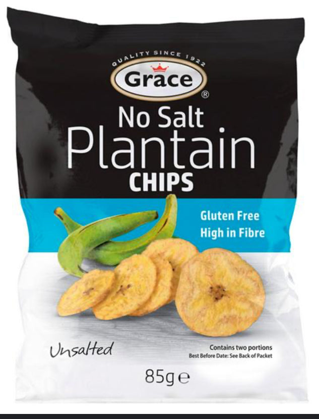 Grace No Salt Plantain Chips 85G
