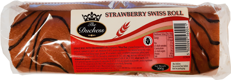 Duchess Strawberry Swiss Roll 300G