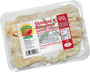 Sunshine Saltfish Skinless And Boneless Saltfish Fillet 125G